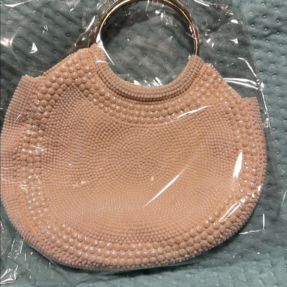 Vintage Beaded Purse Bag with Metal Hoop Ring Made In Hong Kong Cruise Dinner - Picture 15 of 15